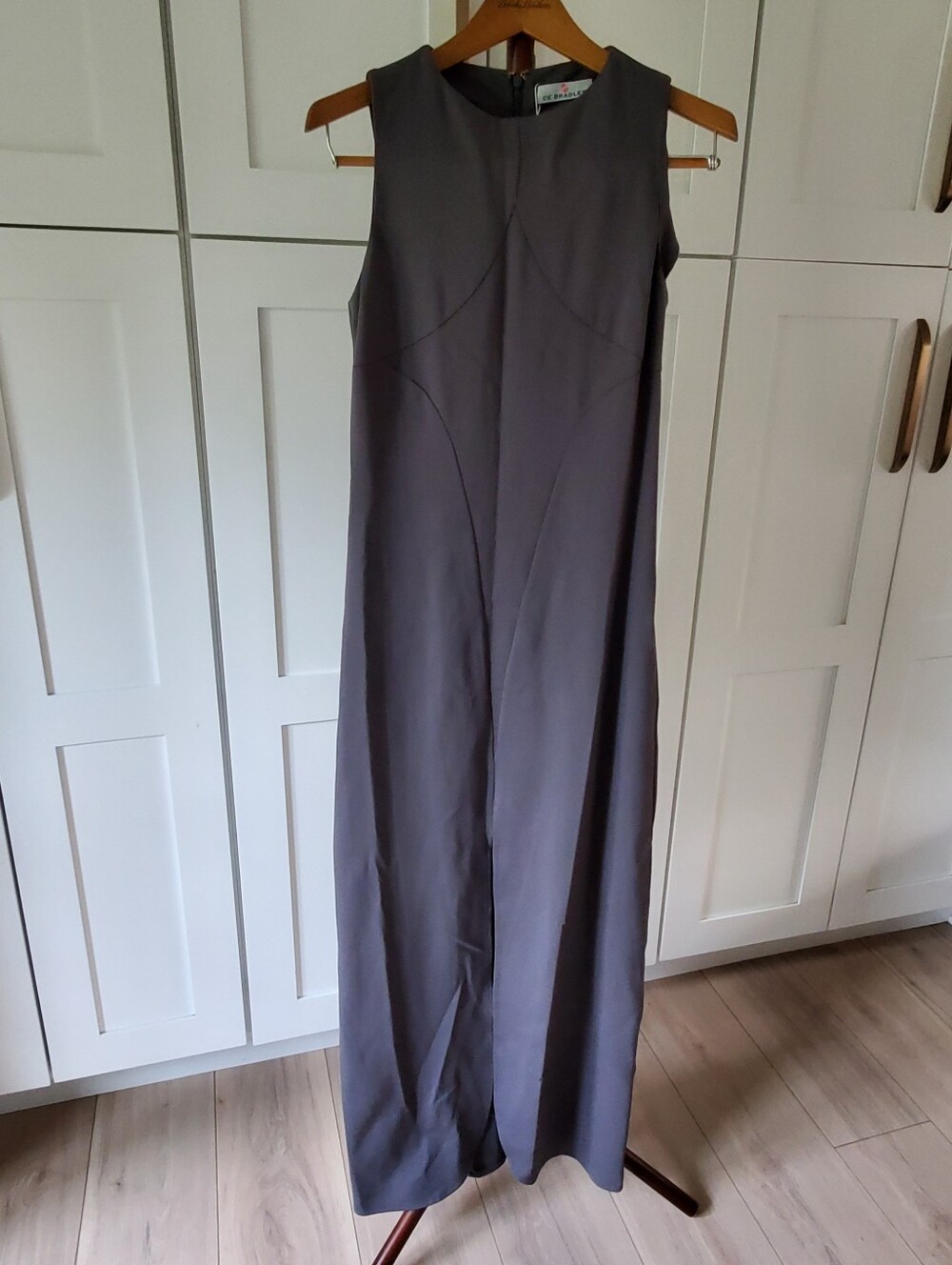 Ck Bradley Una‎ Dress Womens Small Mink Gray Long Sleeveless Maxi